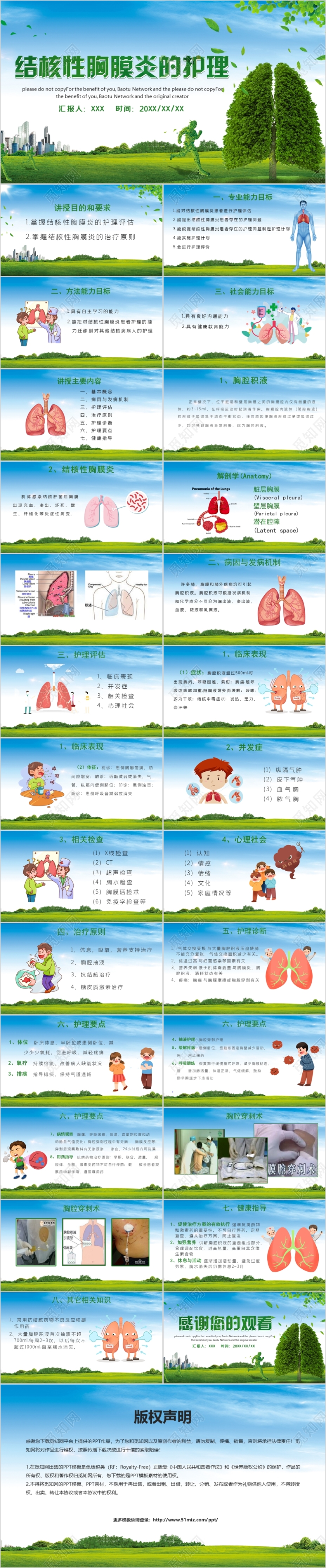 绿色结核性胸膜炎护理培训课件PPT模板