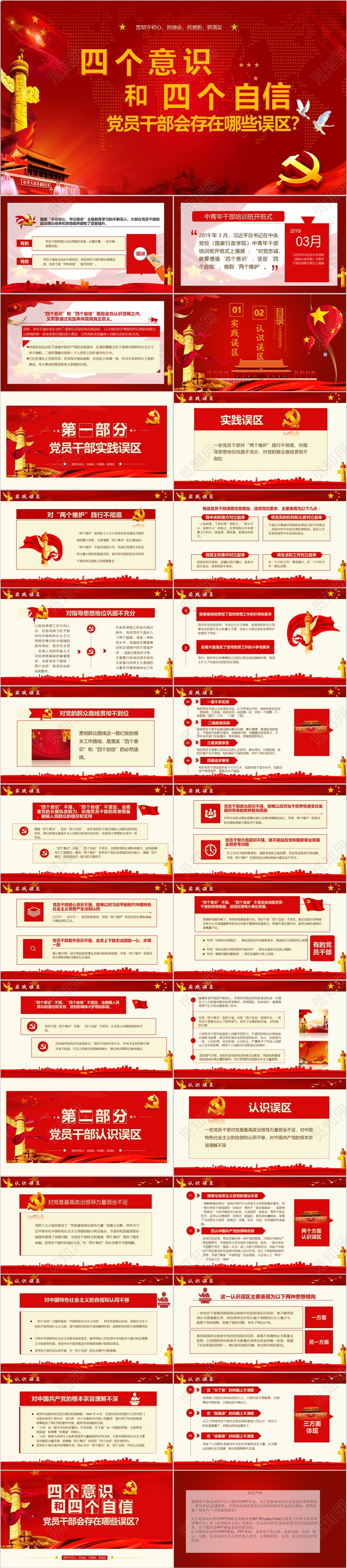 党政党课党建四个意识和四个自信党课PPT模板
