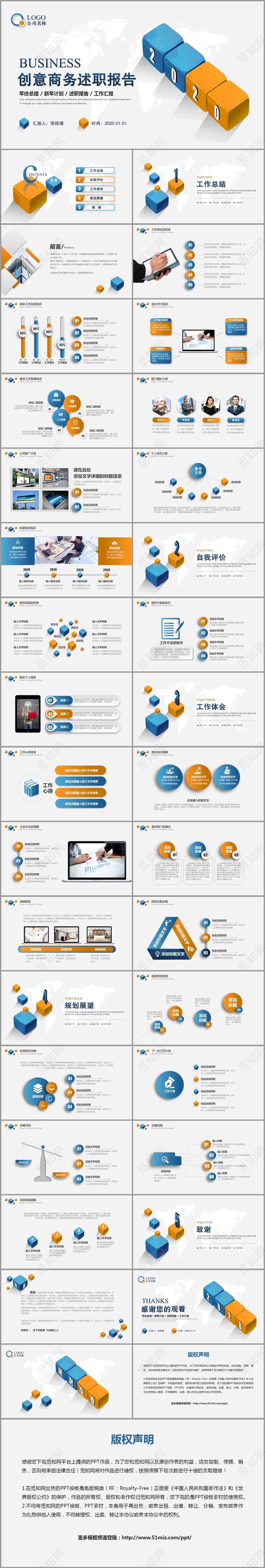 创意微粒体述职报告年终总结工作总结ppt模板