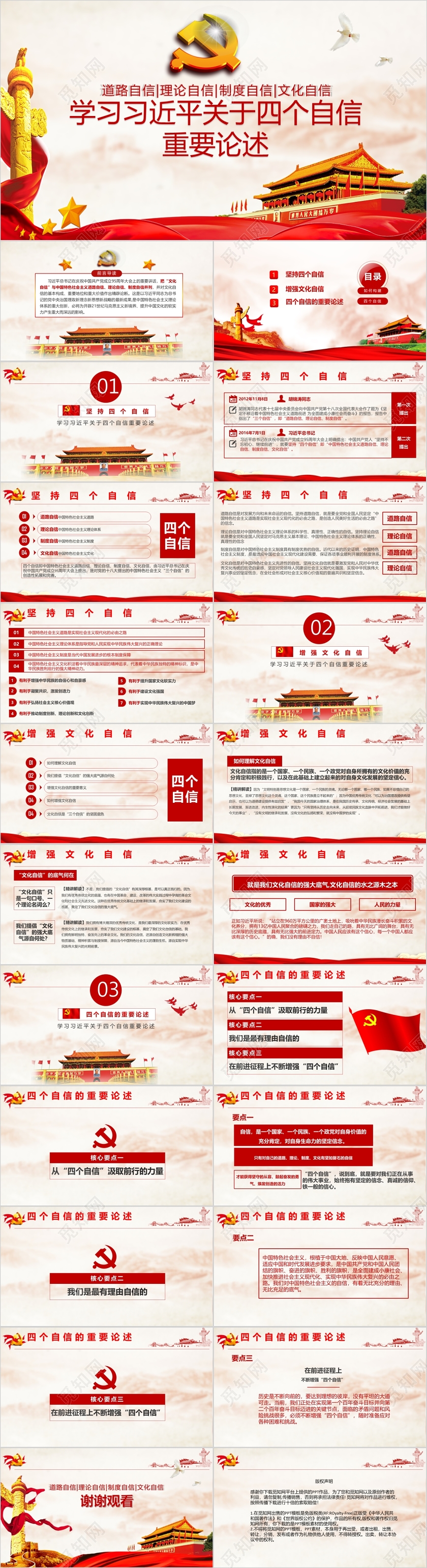 党政党课党建学习习近平关于四个自信的重要论述PPT模板