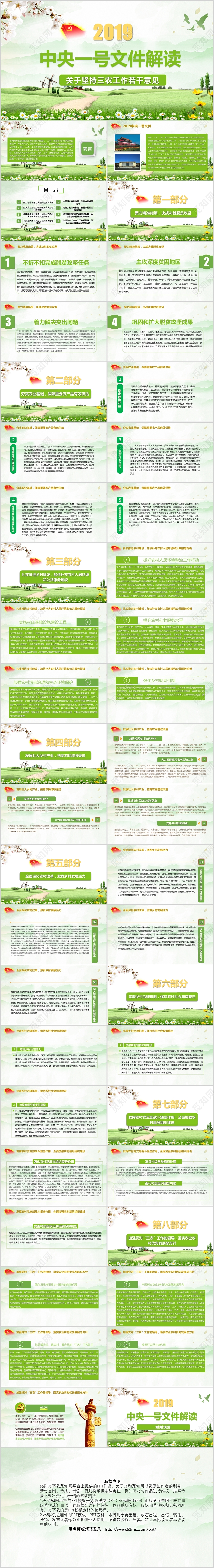 2019绿色清新党政中央一号文件解读动态PPT