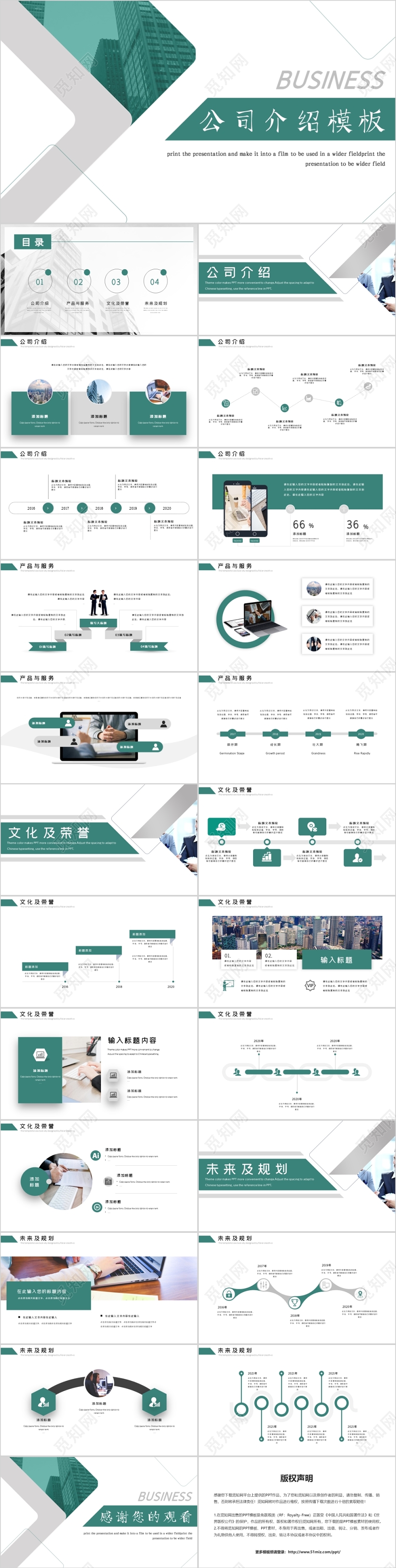 绿色大气公司介绍PPT模板
