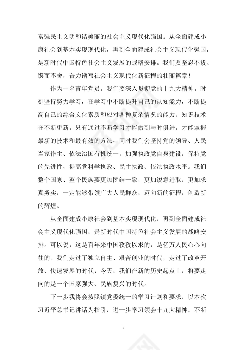 黑白简约党建党课讲稿十九大心得体会word模板