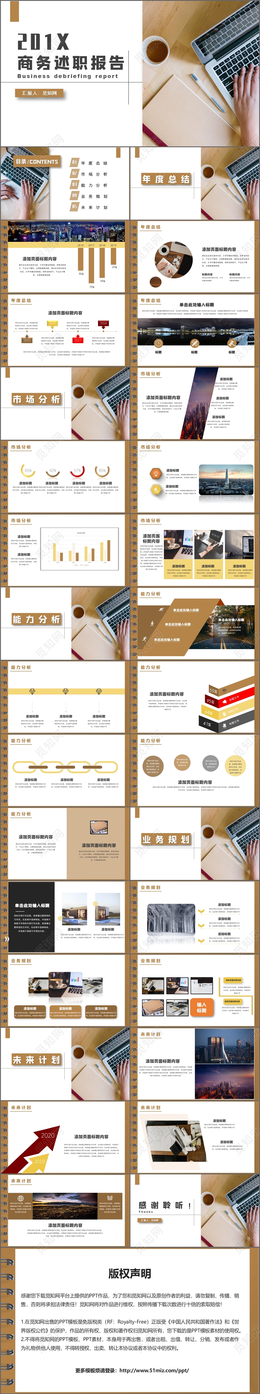 杂质风商务办公述职报告工作汇报PPT模板