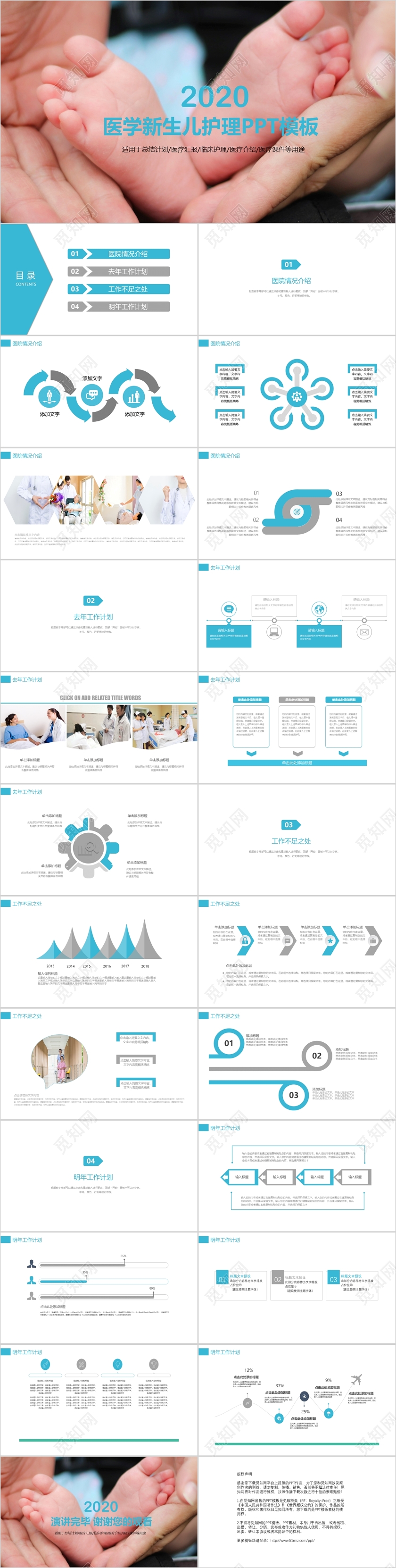 医疗医学新生儿护理工作汇报总结蓝色简约
