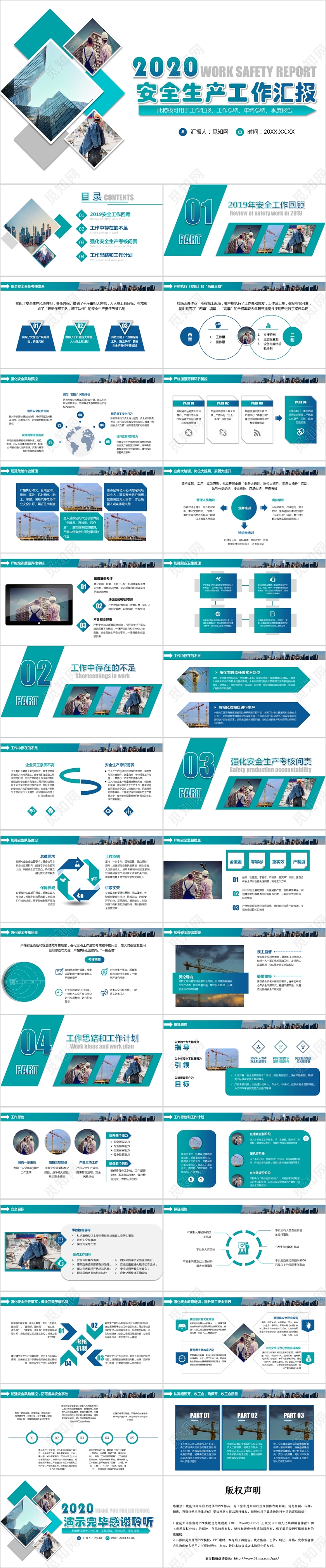 简约创意企业安全生产工作汇报车间安监管理模板