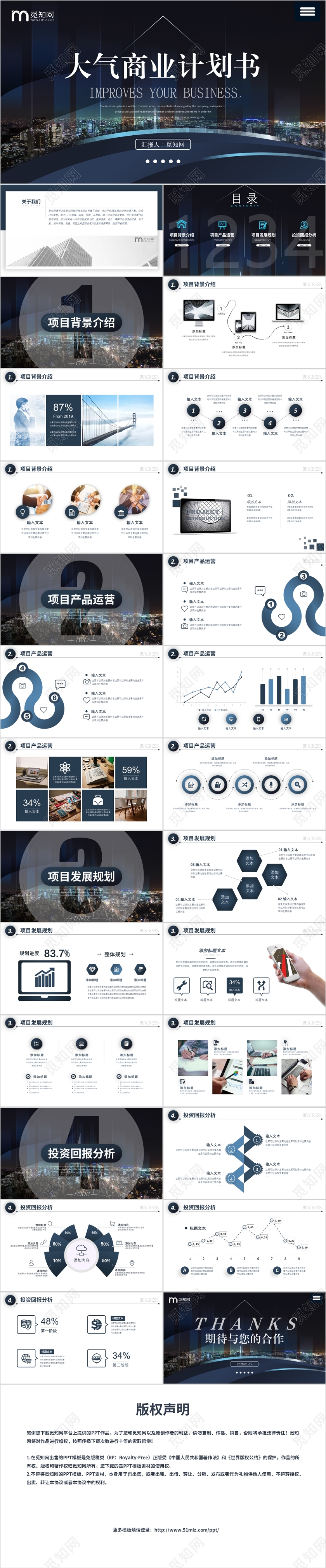 高端沉稳大气商业项目融资计划书创业计划书PPT模板