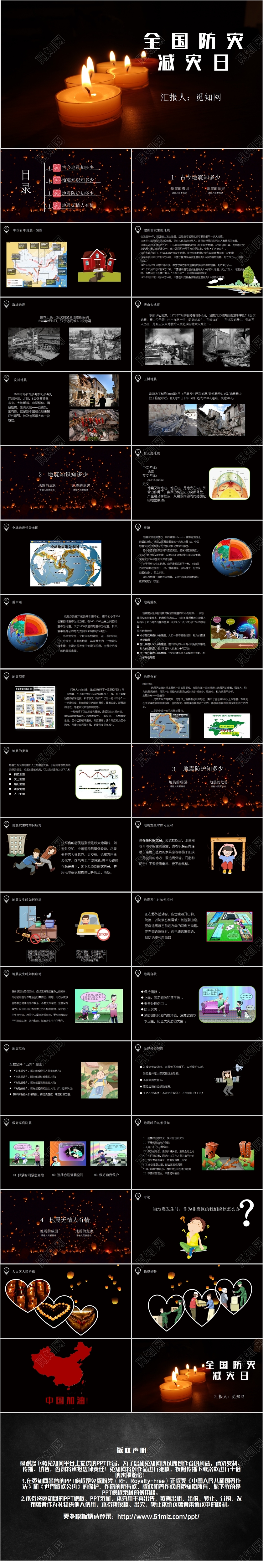 黑色全国防灾减灾日主题教育培训PPT模板