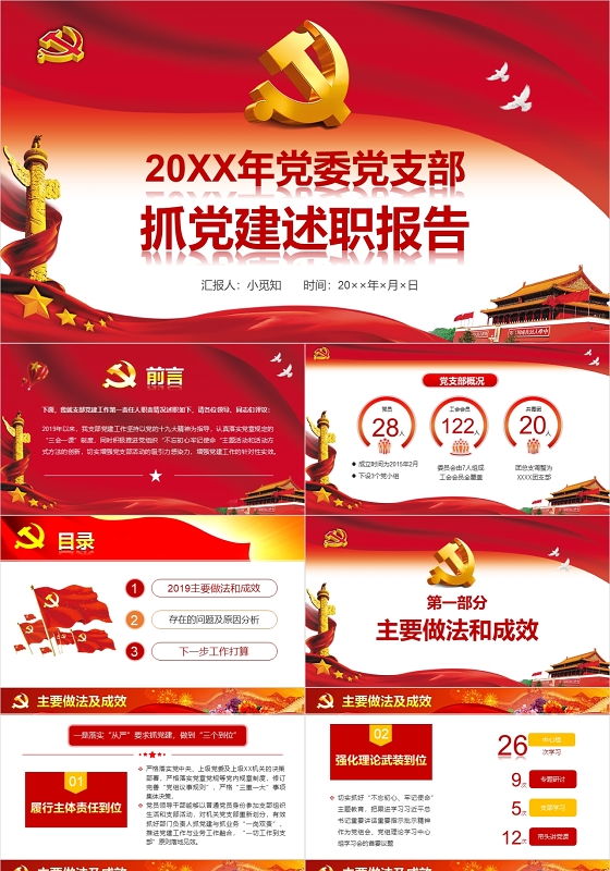 20XX年党委党支部抓党建述职报告党建党课PPT讲稿