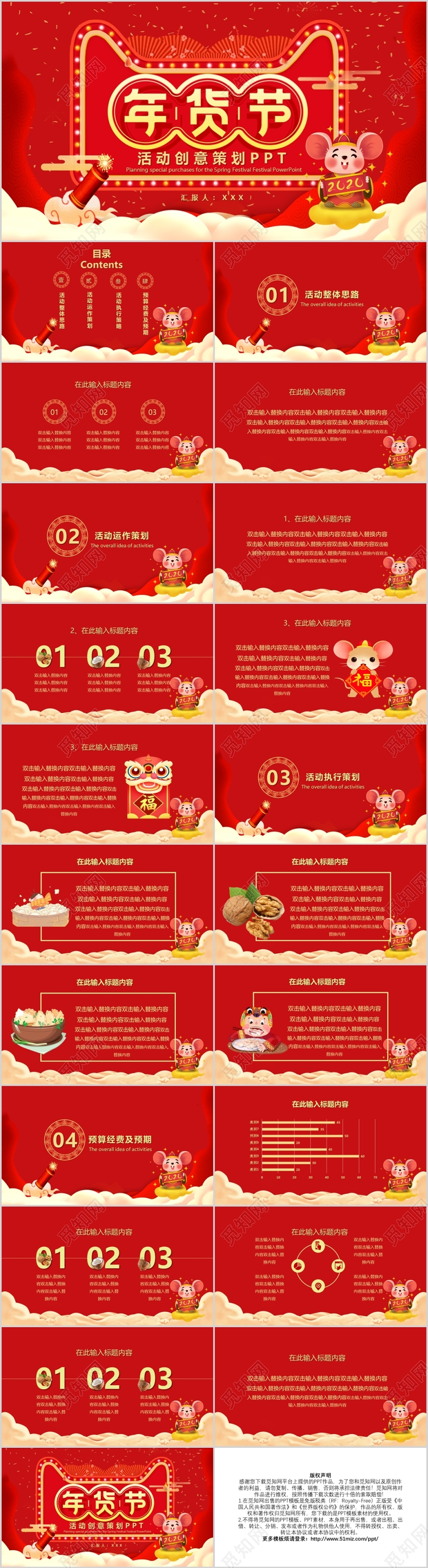 红色喜庆年货节活动创意策划PPT模板宣传PPT动态PPT