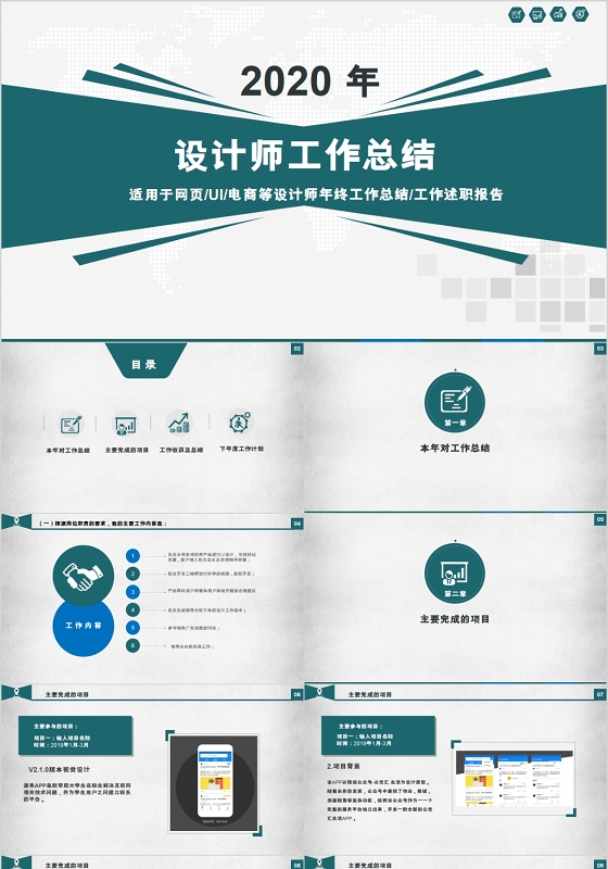 高端商务2020年设计师工作总结PPT动态模板