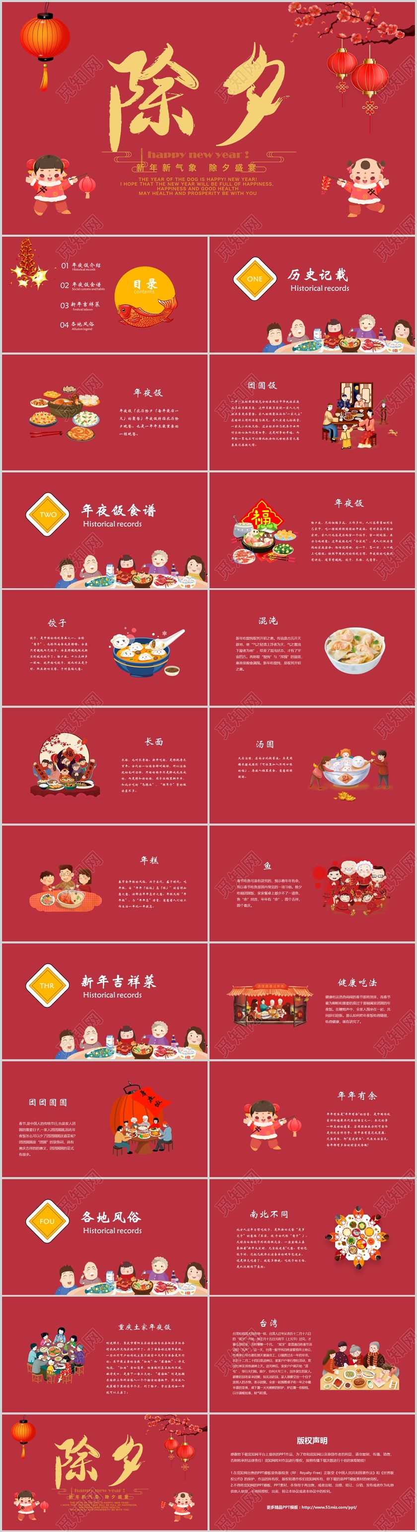 红色除夕年夜饭PPT模板