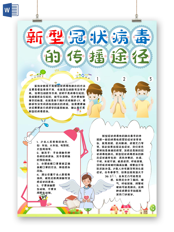 疫情预防新型冠状病毒word小报