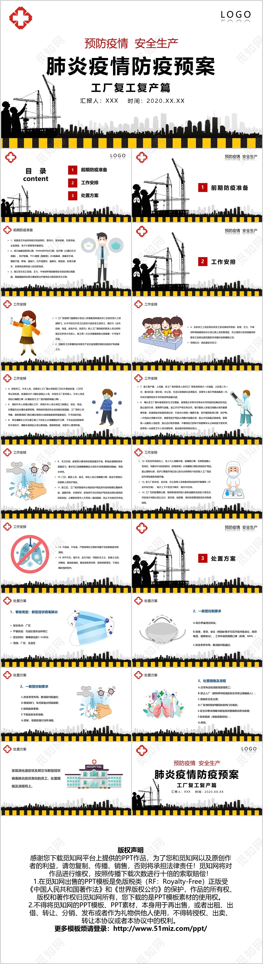 节后复工肺炎疫情防疫预案工厂复工复产篇PPT模板宣传PPT动态PPT