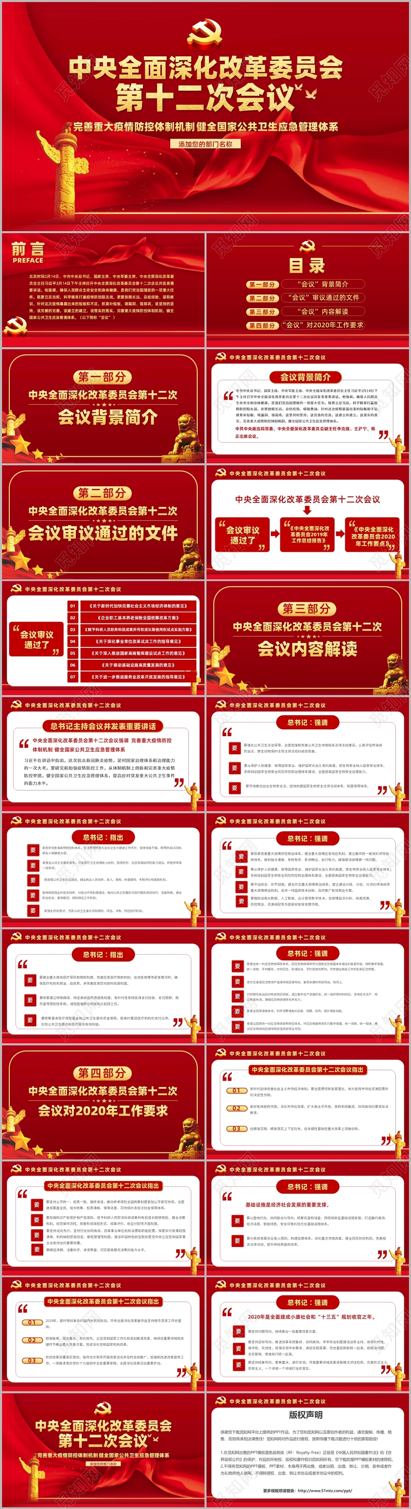 党政党课党建中央全面深化改革委员会第十二次会议PPT模板