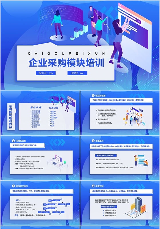 蓝色简约企业采购模版知识培训PPT