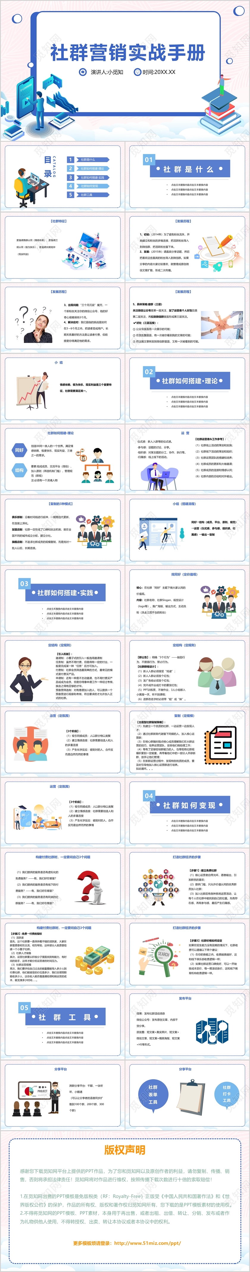 简约不规则社群营销实战手册PPT模板