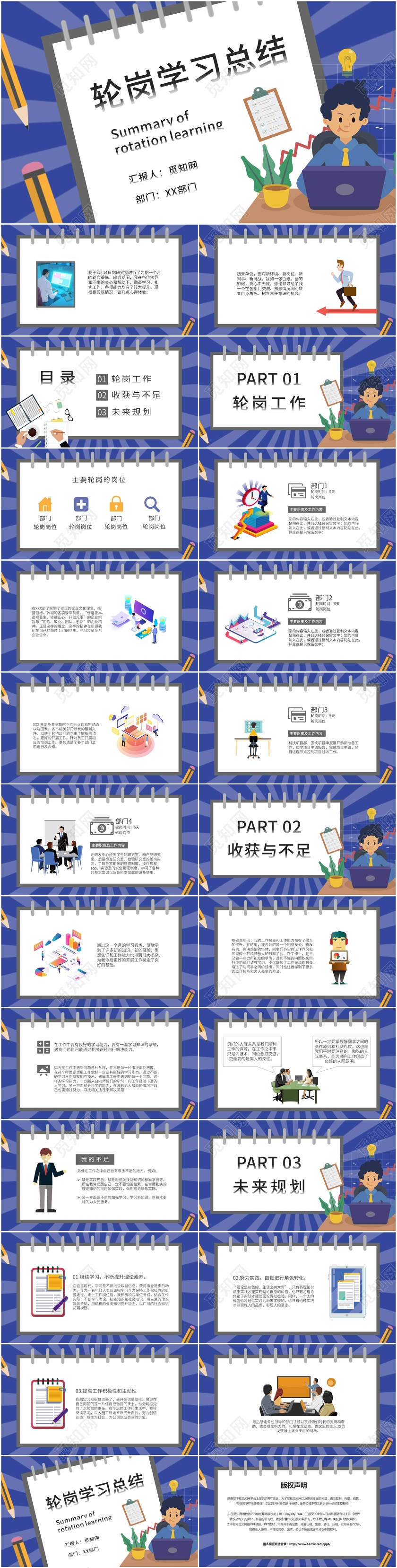 矢量简约轮岗学习总结PPT模版