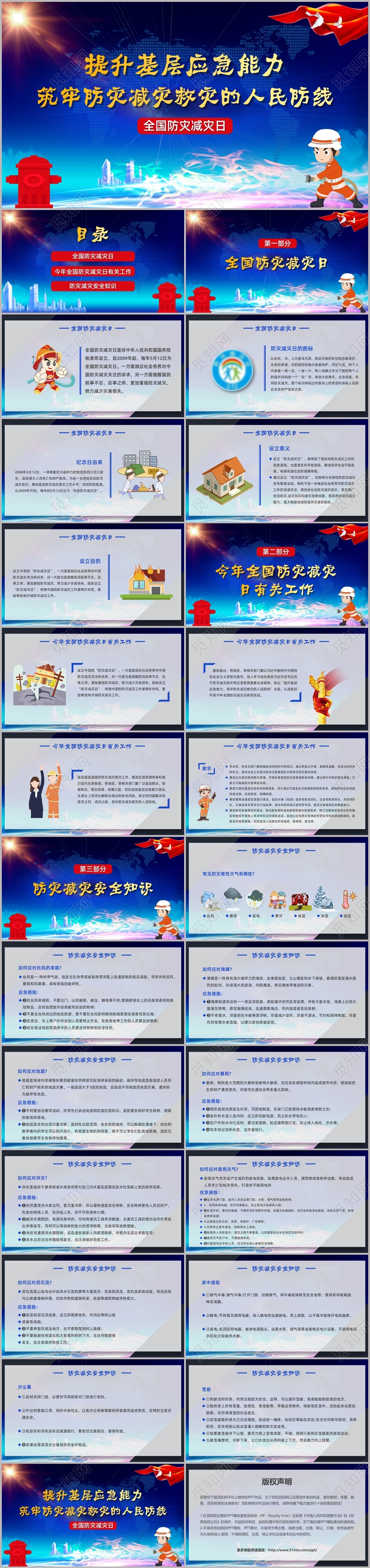提升基层应急能力筑牢防灾减灾救灾的人民防线PPT模板全国消防减灾日