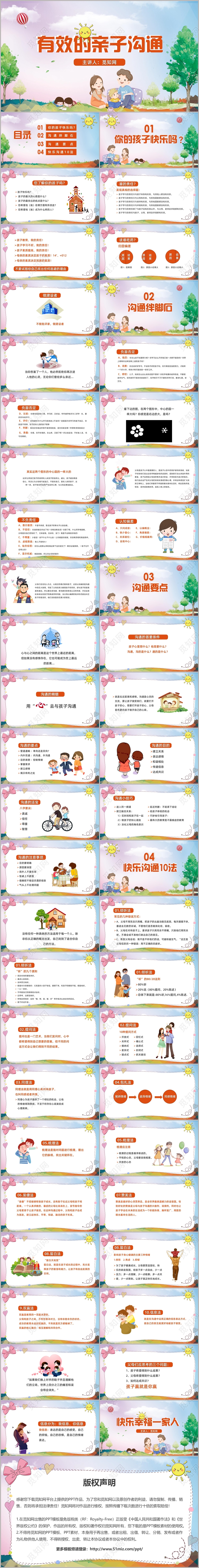 卡通简约风有效的亲子沟通课件PPT模板