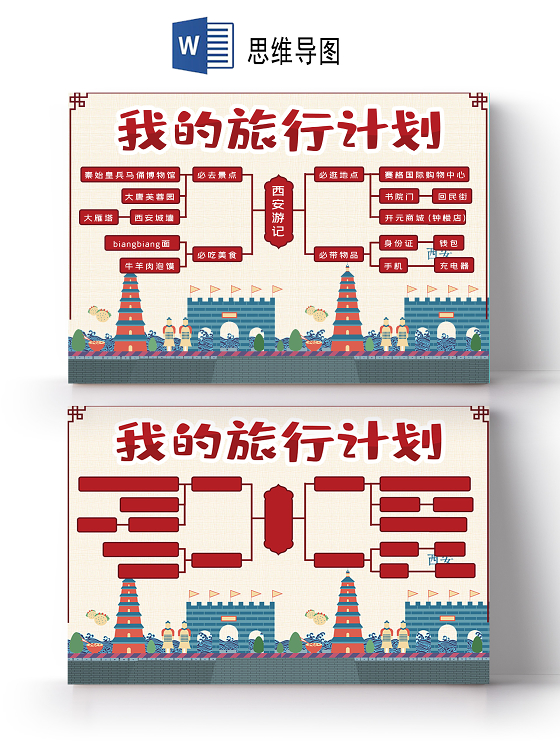 儿童卡通我的旅行计划思维导图手抄报