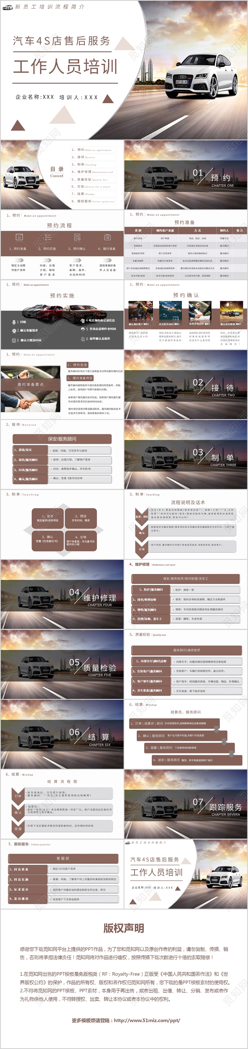 大气商务汽车售后服务销售公司总结PPT模板