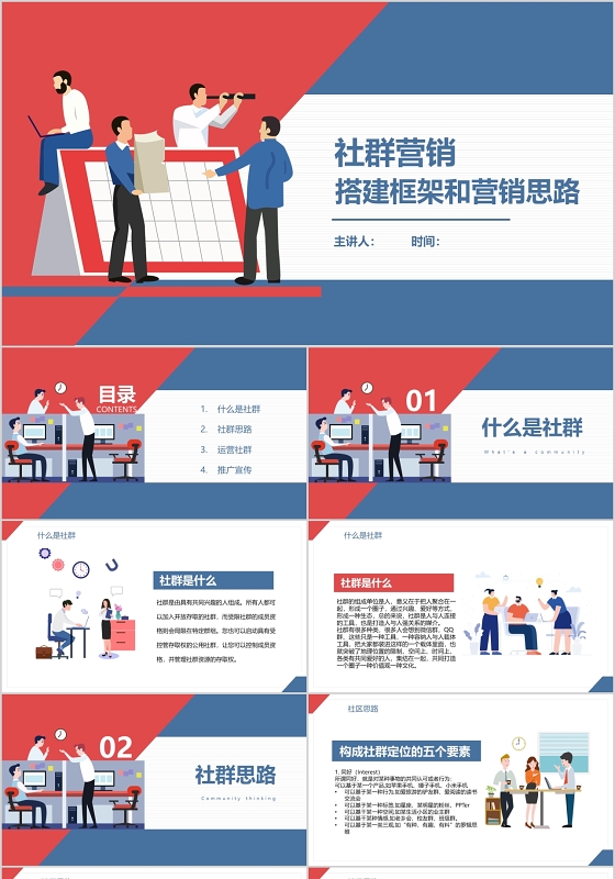 简约社群营销搭建框架和营销思路训PP模板