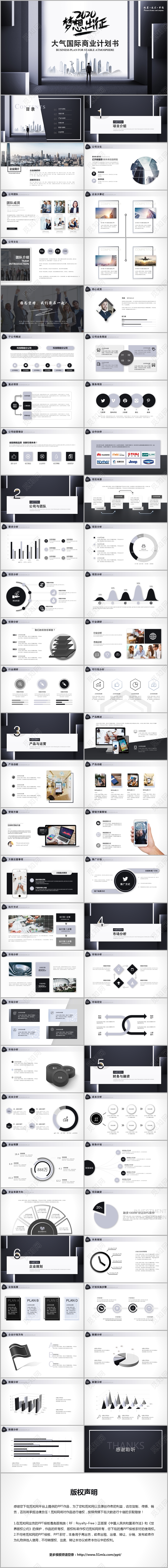 大气稳重商务商业计划书创业融资计划书ppt模板