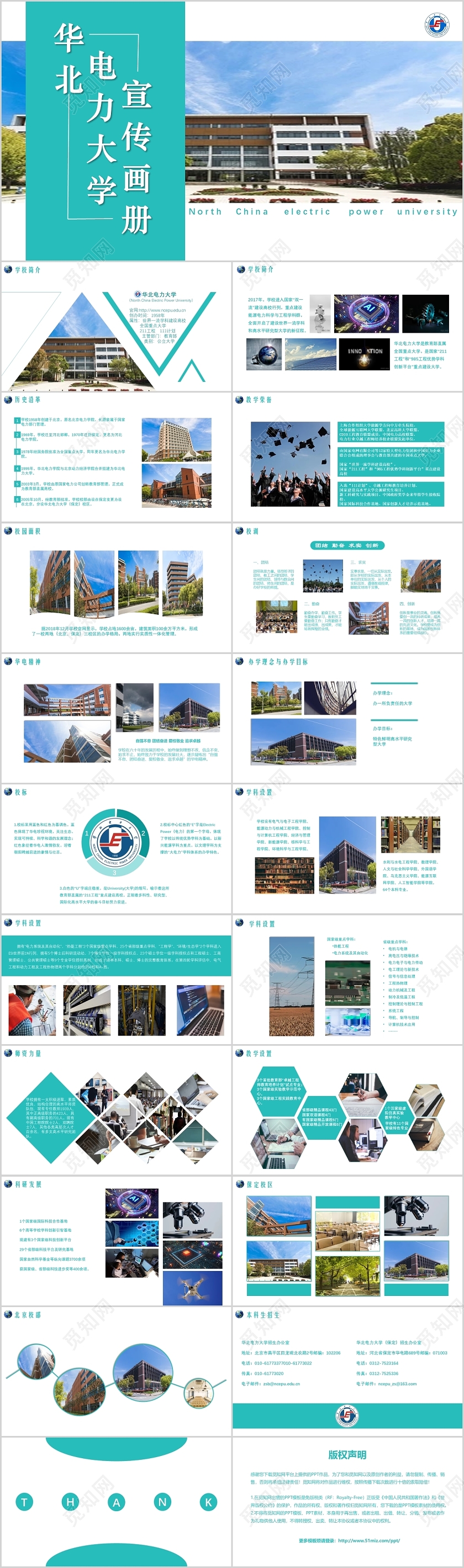 绿色简约大气华北电力大学招生学校招生ppt模板