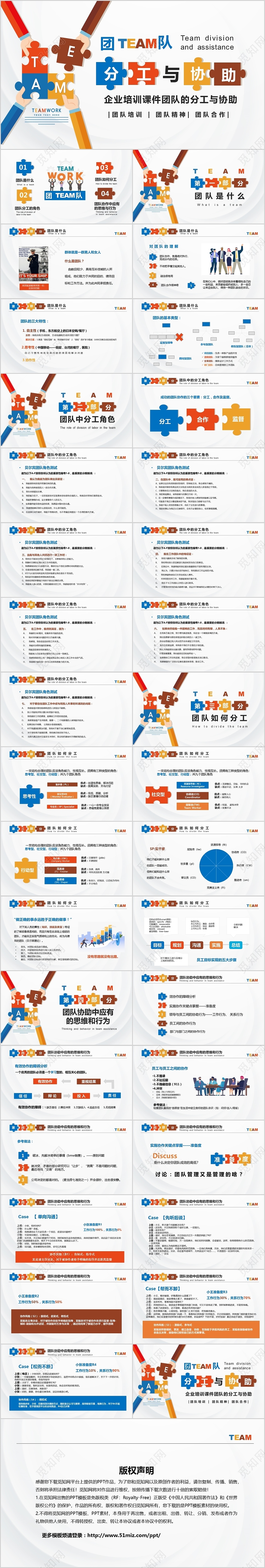 彩色简约商务团队建设企业培训课件团队的分工与协助PPT
