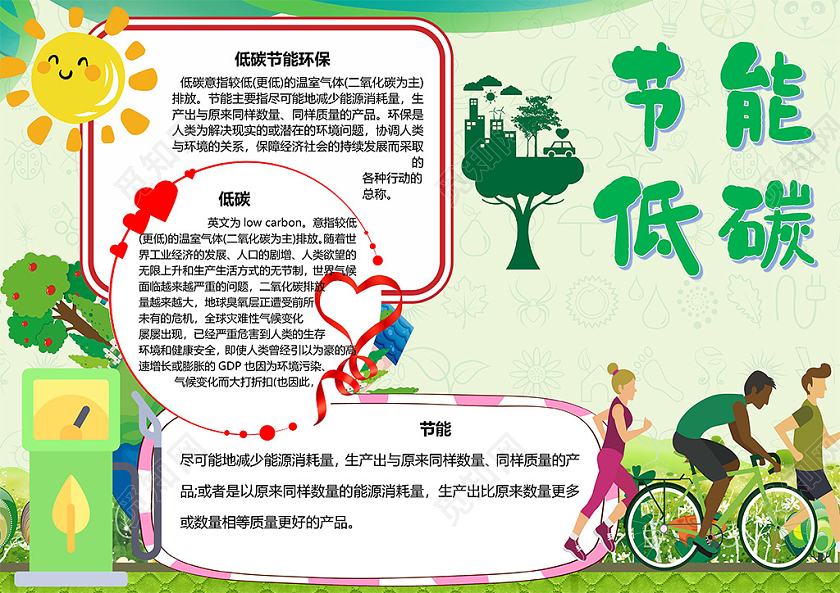 绿色节能低碳绿色共享低碳生活宣传标语节约污染小报