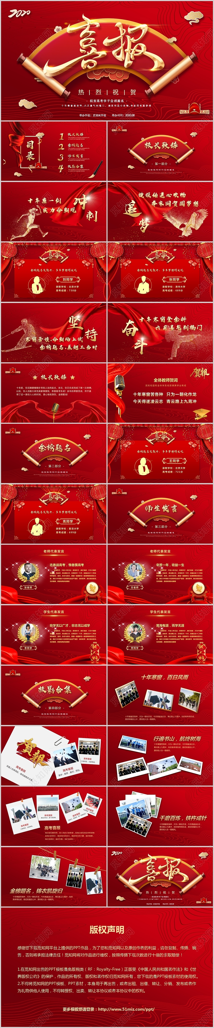 创意喜庆高考喜报ppt模板