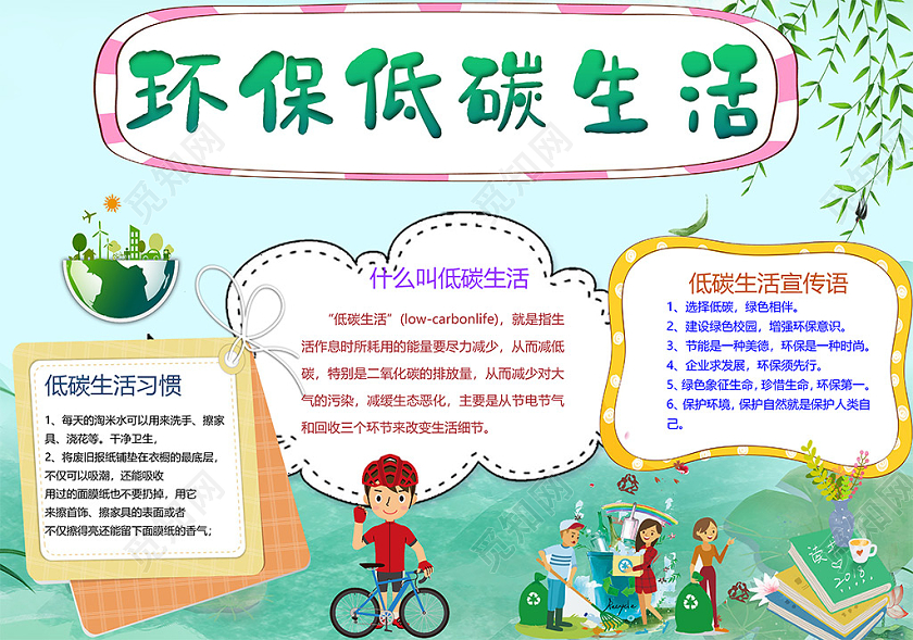 绿色环保低碳生活节能温室效应保护环境小报公益环保倡导低碳生活