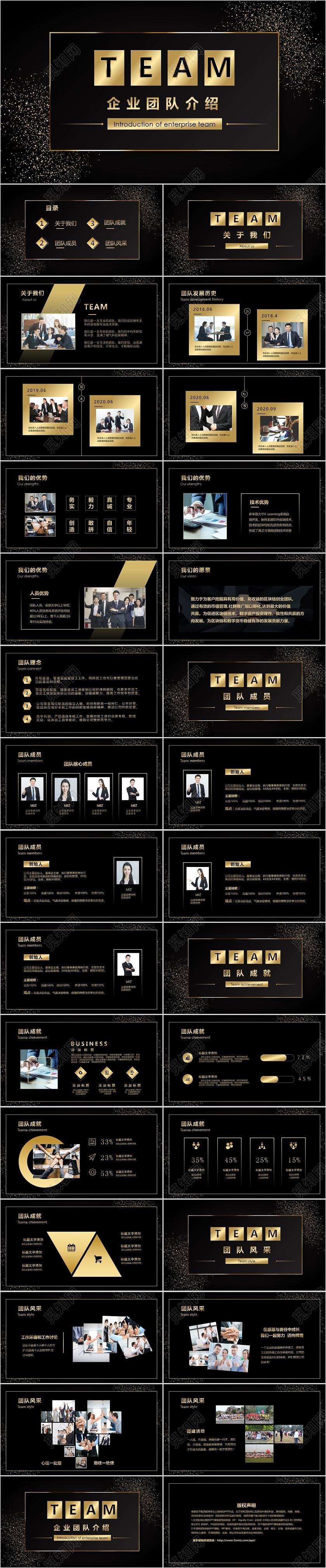 黑金商务企业团队成员介绍PPT