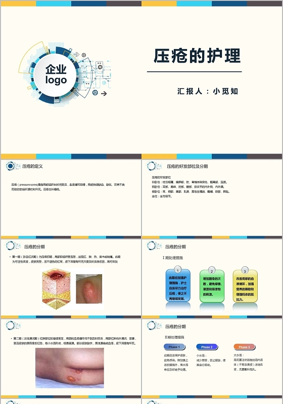 橙色医疗压疮护理PPT模板压疮患者护理查房