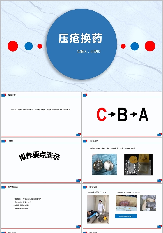 蓝色医疗压疮换药PPT模板压疮患者护理查房