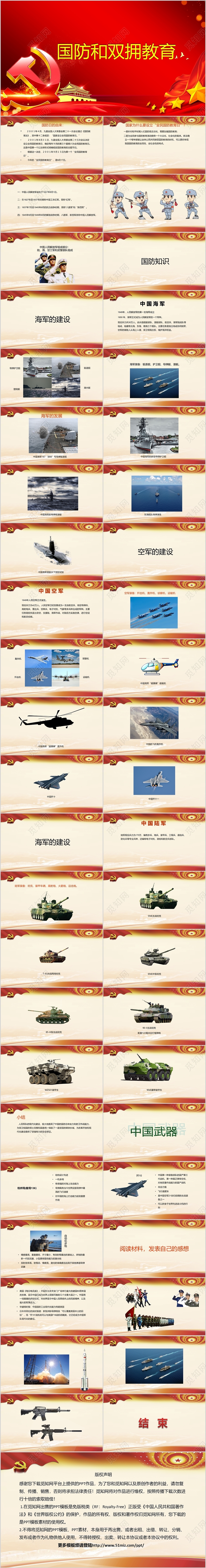 红色国防和双拥教育PPT模板国防教育