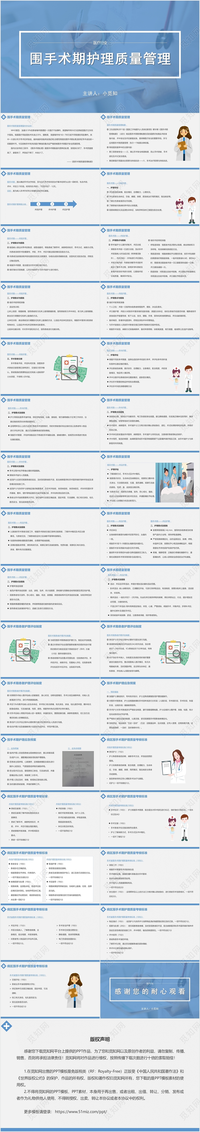 蓝色简约风护理质量管理围手术期护理质量管理PPT模板护理质量管理ppt