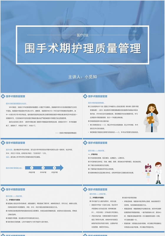 蓝色简约风护理质量管理围手术期护理质量管理PPT模板护理质量管理ppt