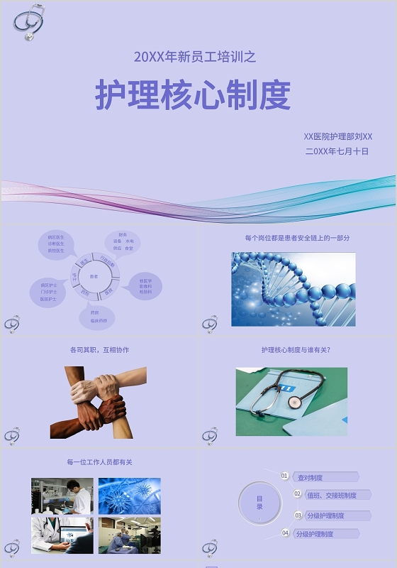 紫色医院新员工护理查房核心制度培训课件PPT护理查房制度