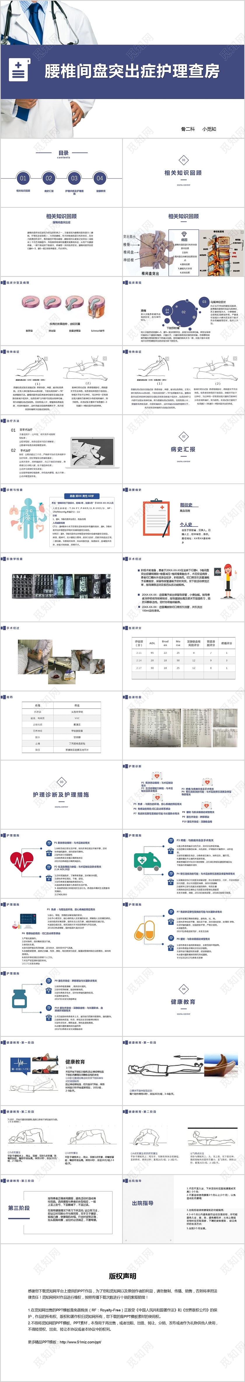 蓝色现代时尚简约商务风医疗护理年终总结报告PPT模版