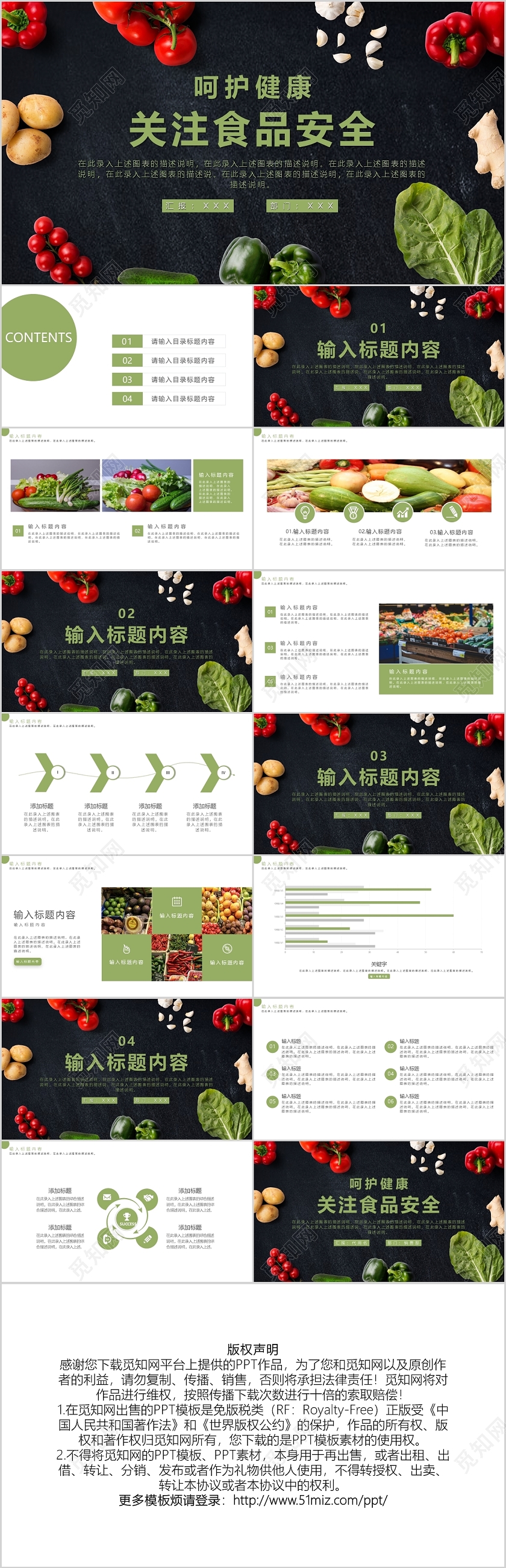 简约呵护健康关注食品安全PPT模板宣传PPT动态PPT