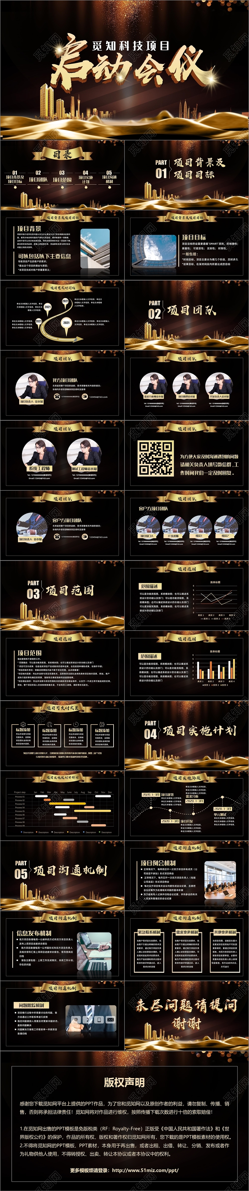 黑金大气创意酷炫项目启动大会课件PPT模板