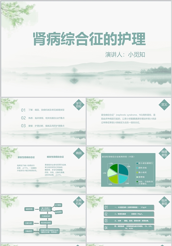 绿色 古风 PPT肾病综合征护理查房