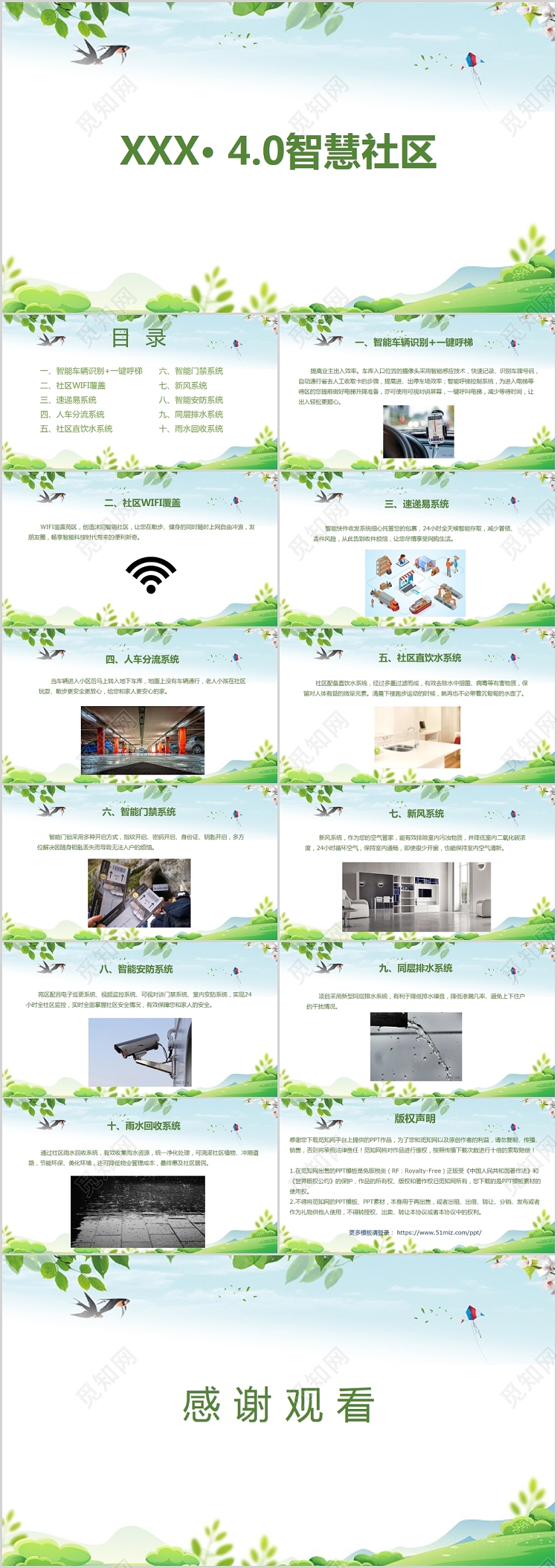 绿色清新风说课课件智慧社区PPT模板智慧社区ppt