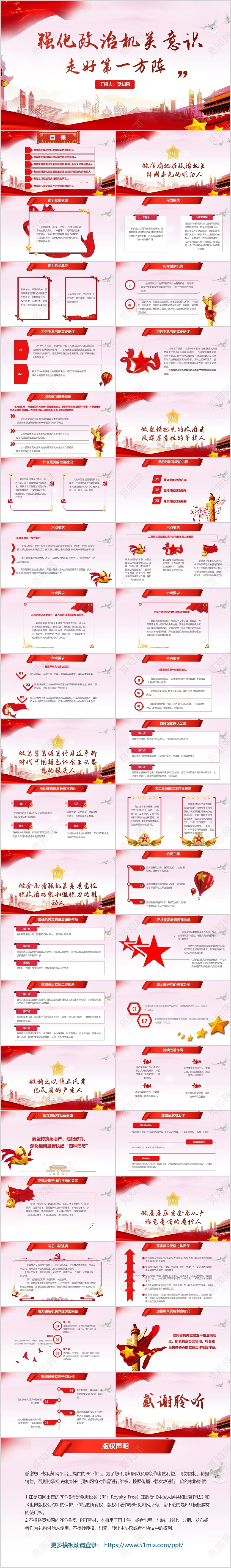 红色政党强化政治机关意识汇报PPT