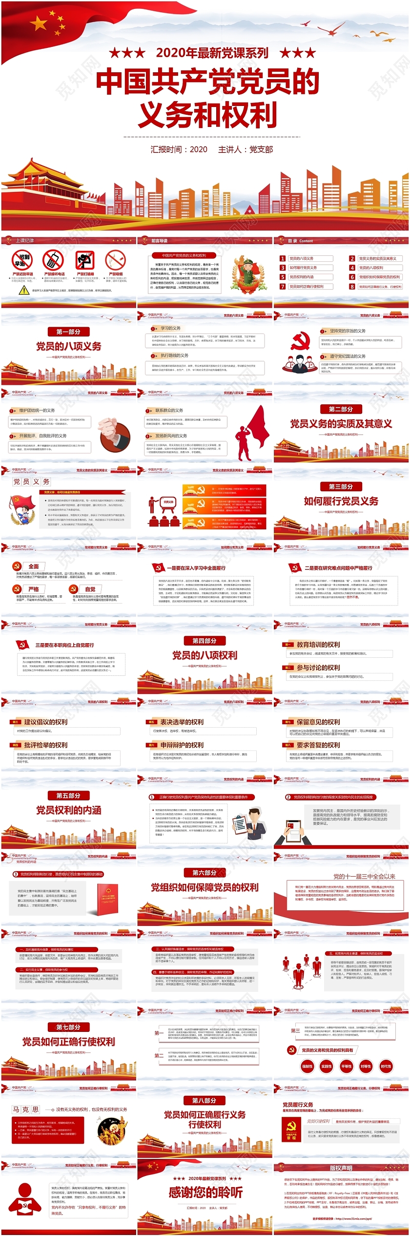 红色党课中国共产党党员的义务和权利专题学习解读ppt