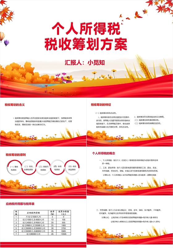红色简洁风个人所得税税收筹划方案个人所得税PPT模板个人所得税ppt