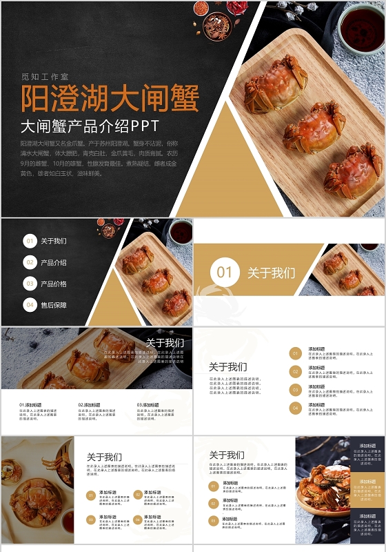 阳澄湖大闸蟹大闸蟹产品介绍PPT模板宣传PPT动态PPT