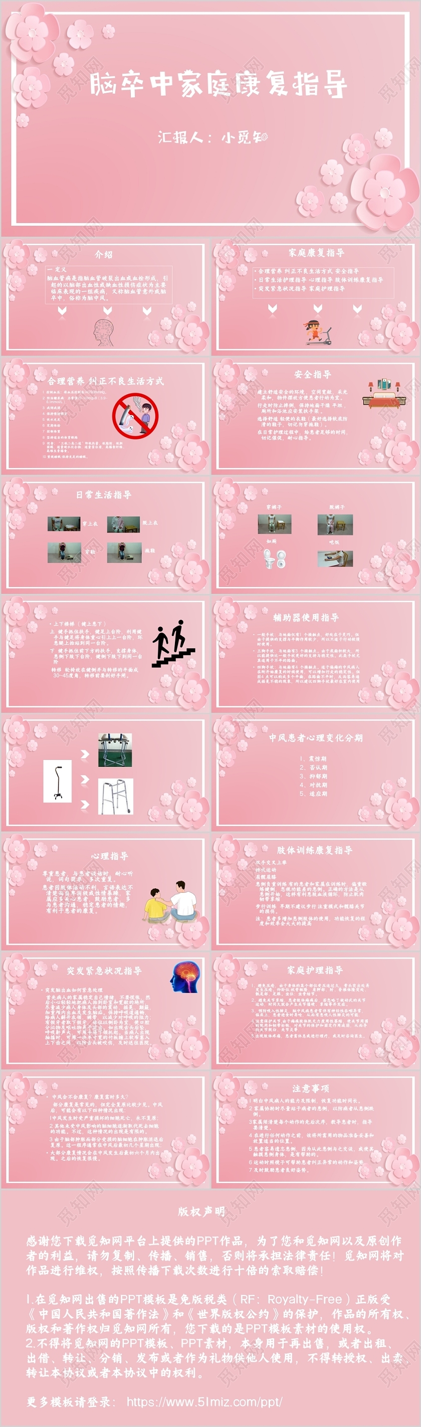 脑卒中家庭康复指导PPT模板脑卒中ppt
